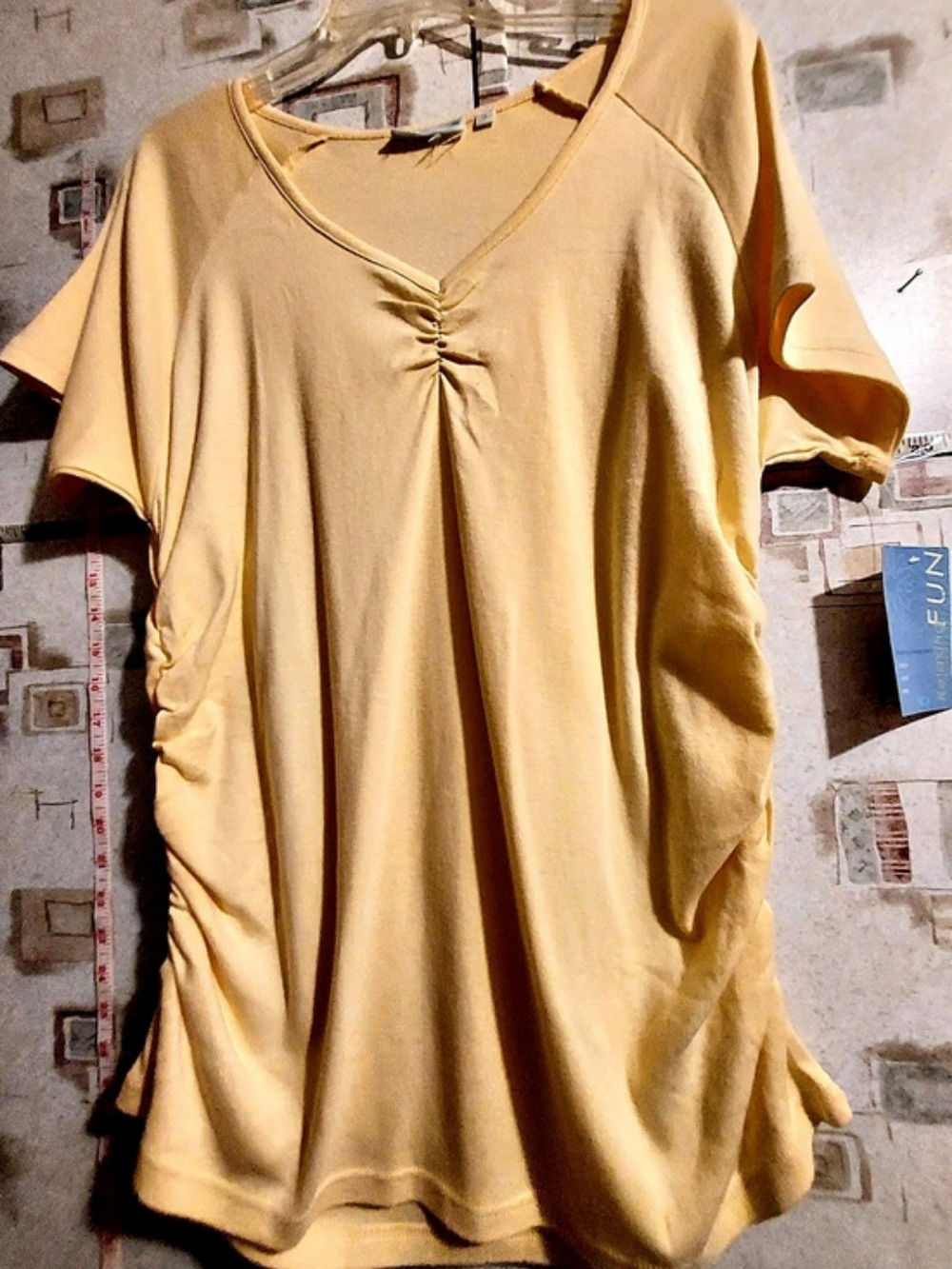 Lulu-B Ruched Short Sleeve Tunic Yellow Size 1X NWT